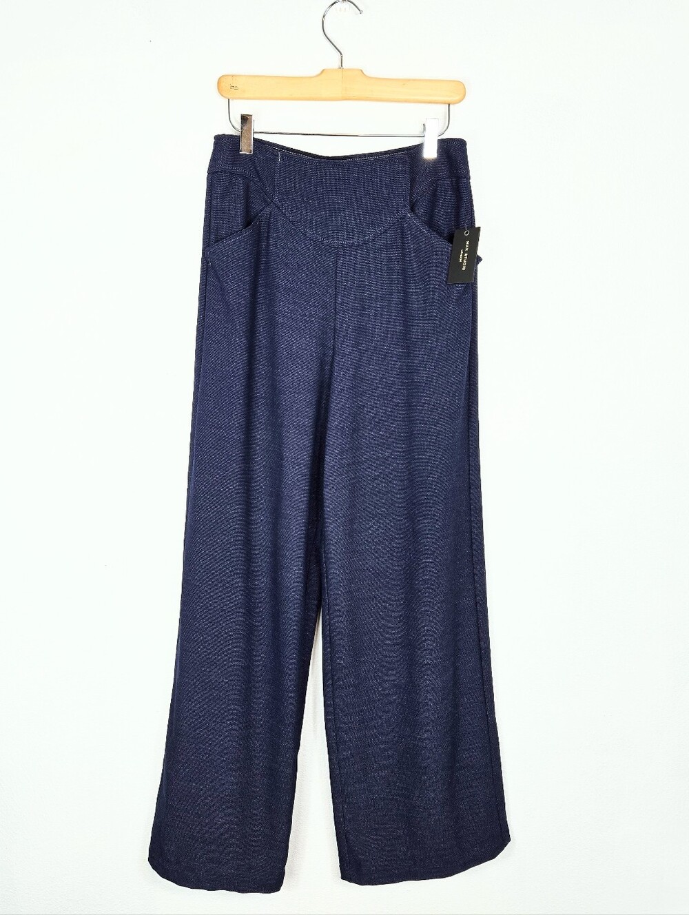 NEW Max Studio Wide Leg High Waisted Pants Navy Blue Size 6